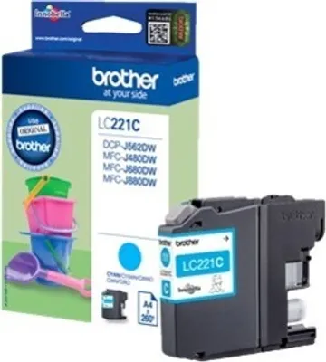 Produktbild von Brother LC221CBP, Standardertrag, Cyan, Tinte auf Farbstoffbasis, 1 Stück(e), 260 Seiten, Einzelpackung
