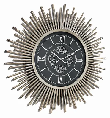 Obrázok produktu pre Nástenné hodiny "Sonnenstrahl", moderný kovový dizajn, čierna farba, vintage mechanizmus, dizajnové hodiny