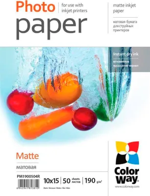 Produktbild von COLORWAY-Fotopapier/ matt 190g/m2, 10x15/ 50 St.