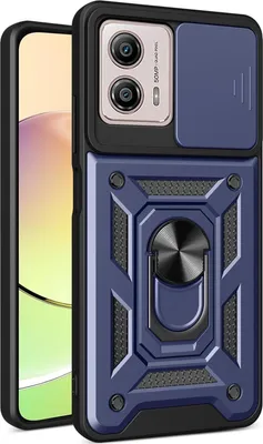 Produktbild von Hülle für Motorola Moto G53 / G13 / G23 mit Ring Ständer Halter Dia Kameraschutz TPU PC Hybrid Handyhülle Blau