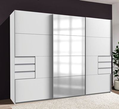 Schwebetürenschrank Kleiderschrank Saigon 270cm weiß Spiegel