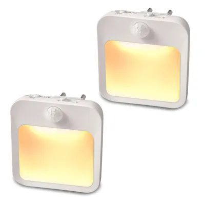 Produktbild von 2er Set LED Nachtlicht mit Bewegungssensor und Dämmerungssensor, Steckdosenlicht dimmbar in warmweiß