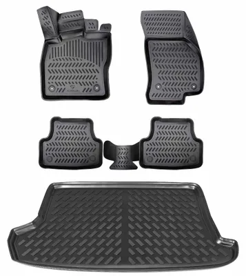 Produktbild von Gummimatten & Kofferraumwanne Set für VW T-Roc ab 2017 [1. Gen] oberer Ladeboden | Passt nicht in Cabrio!
