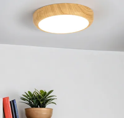 Produktbild von LED Deckenlampe Ø 17 cm Holz (Kiefer) Weiß rund neutralweiß 4400 K 1450 lm