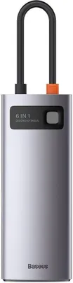 Produktbild von Baseus Metal Gleam 6in1 Hub, USB-C zu 3x USB 3.0 + HDMI + USB-C PD + Ethernet RJ45