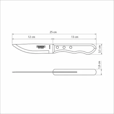 Produktbild von Tramontina Jumbo Steakmesser 25,5 cm Edelstahl mit Holzgriff