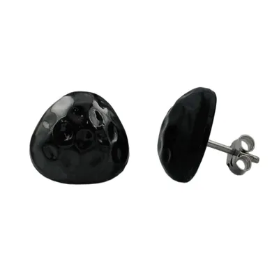 Produktbild von Ohrstecker Ohrring 14mm Dreieck schwarz gehämmert Kunststoff schwarz 14mm