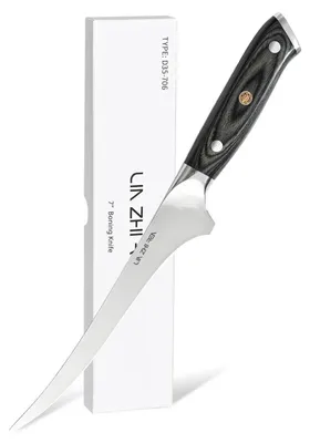 Obrázok produktu pre Nôž na filety, 18 cm, nerezová oceľ, čierna, zakrivená čepeľ, ergonomická rukoväť