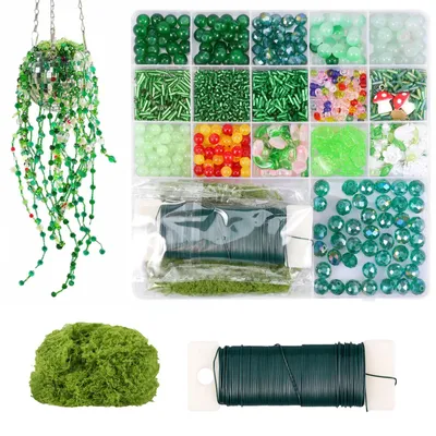 Imagen del producto de Juego de cuentas de vidrio verde, 2410 unidades, para crear arreglos florales con cuentas