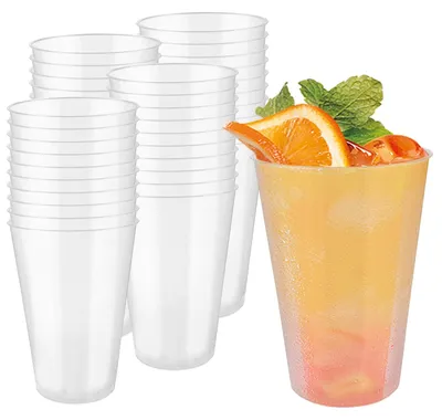 Productafbeelding van Solidchoice - Set van 40 Transparante Herbruikbare Plastic Bekers 420ml