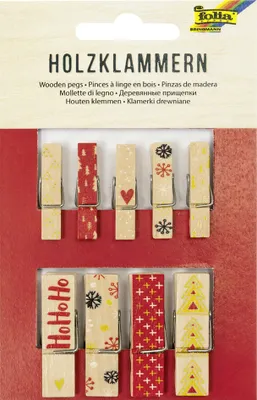 Produktbild von folia Holzklammern mit Druck "XMas I"
