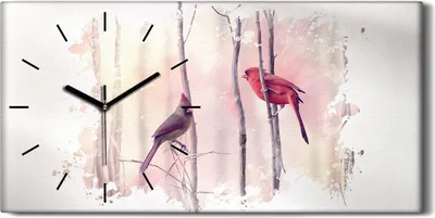 Produktbild von Wandbild Leinwand Bilder Wanduhr 60x30 Malerei Abstrakte Zweige Tiere Vögel - schwarze Hände
