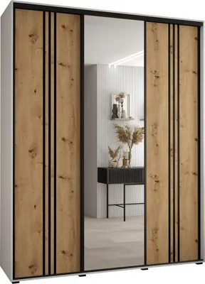 Produktbild von MEBLE KRYSPOL Davos 7 Schrank, drei Türen - 235,2x200x45 cm - Weiß Artisan Schwarz
