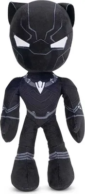 A plush toy of the Marvel character Black Panther, standing upright.