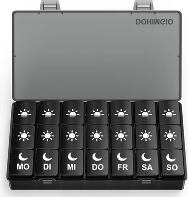 Produktbild von Tablettenbox 7 Tage 3 Fächer Pillendose Medikamentendosierer Schwarz