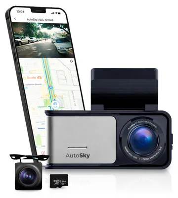 Produktbild von AutoSky 4K Dual Dashcam mit GPS & WLAN – Frontkamera 4K Ultra HD, Rückkamera 108