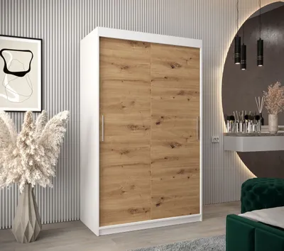 Obrázok produktu pre Skriňa s posuvnými dverami v šírke 120 cm TIMEA - biela / dub artisan
