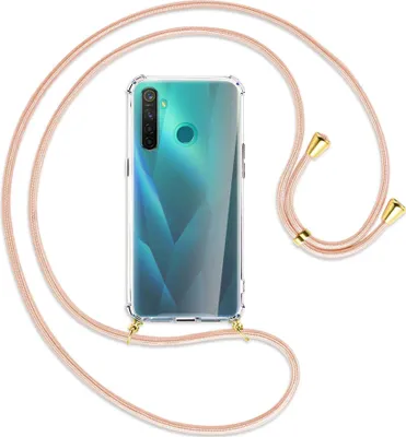 Produktbild von Handykette Backcover-Schutzhülle mit Band (Metall goldfarben) für Realme 5 Pro - rose peach