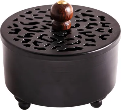 Produktbild von Mystische Räucherpfanne aus Eisen schwarz mit Deckel 10x10cm Räuchergefäß