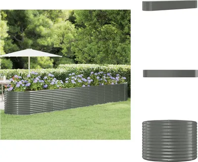 Produktbild von vidaXL Hochbeet Pulverbeschichteter Stahl 507x100x68 cm Grau -  Blumentöpfe & Pflanzgefäße