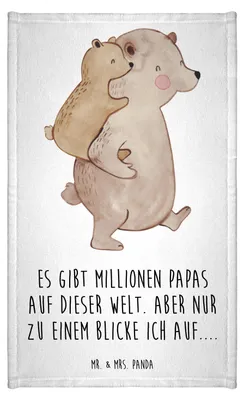 Produktbild von Mr. & Mrs. Panda Handtuch Papa Bär - Weiß - Geschenk, Muttertag, Geburtstag, Gästehandtuch 30x50, Vater, Klein, baumwolle, Gästetuch, Vatertag, Frotteetuch