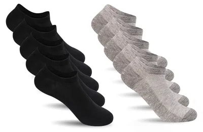 Productafbeelding van Solidchoice - 10 Paar Ademend Katoenen Sneakersokken met Mesh voor Mannen en Vrouwen, 5 Zwart + 5 Grijs
