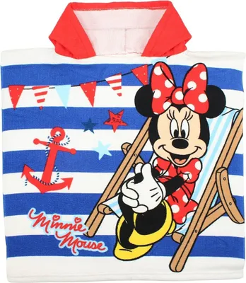 Produktbild von Minnie Maus Mädchen Badeponcho Poncho Handtuch Badehandtuch Strandtuch Kapuze 50x100cm
