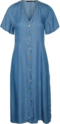 Produktbild von Vero Moda Liliana Calf Kurzarm Langes Kleid Blau M Frau Blau M