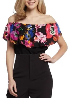 Obrázek produktu pro Desigual Body Flower Dámské Body Black Slim Fit Volný střih