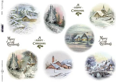 Immagine prodotto di ITD carta di riso decoupage tecnica artigianale tovagliolo di carta-R140L - A3, Natale, viste invernali