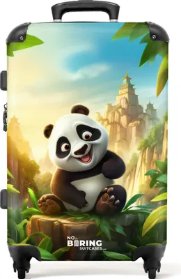 Obrázek produktu pro NoBoringSuitcases.com - Velký kufr s tvrdou skořepinou - dětský kufr panda vhodný pro chlapce i dívky - cestovní kufr se 4 kolečky - vozík na kolečkách 72 l - dětský kufr na kolečkách velký - prostorný cestovní kufr 20 kg - kufr velký - cestovní kufr tsa lock kufr střední 67x43x25 cm, 72L,