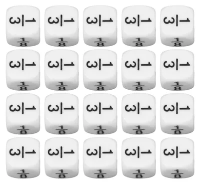 Produktbild von 20 Stück 16 mm Bruchwürfel, weiße Symbole, Würfel, mathematisches Arithmetik-Lehrmittel