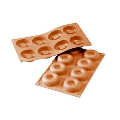 Immagine prodotto di Silikomart teglia per muffin Savarin 8er Ø6,5cm H 2,1cm silicone, terracotta
