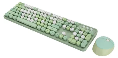 Produktbild von Tastatur- und Maussets, Retro-Tastatur und Maus-Mäuse, Süße Tastatur mit 104 Tasten Desktop Süße Tastatur für Computer(Grün)