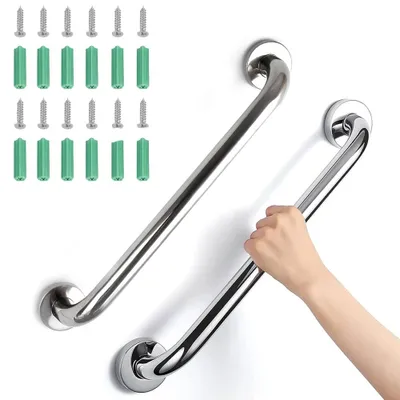 Produktbild von Haltegriff Badewanne 2 Stück – 40cm Sicherheitsgriff für Dusche & Badewanne – Wandgriff mit Schrauben – Edelstahl – Haltestange für mehr Sicherheit