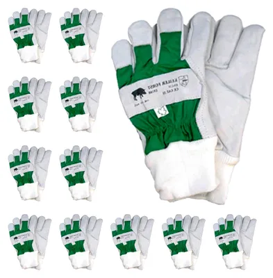 Produktbild von Forstschutz-Handschuh aus Rindnarbenleder mit Pulsschutz, weich gefüttert und extra robust, EN388 - 12 Paar, Größe: 12 (XXXL)