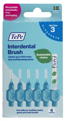 Productafbeelding van TePe Interdentale Ragers Original Blauw 0,6mm ISO maat 3 (6 stuks)