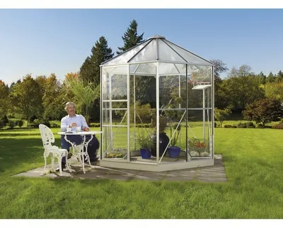 Obrázok produktu pre Vitavia "Hera 4500" skleníkový pavilón vrátane oceľového základu eloxovaný hliník 4,5 m² 3 mm tvrdené bezpečnostné sklo, 6 mm HKP