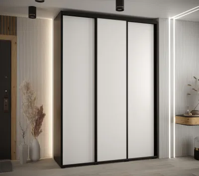 Obrázok produktu pre Šatníková skriňa ASIRI 1 - 170/45 cm, čierna / biela / čierna