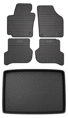 Produktbild von Gummimatten + Kofferraumwanne für Volkswagen Golf V 2003-2009 (Standard-Kofferraum) – Schwarz, passgenau – Wielganizator SolidPRO