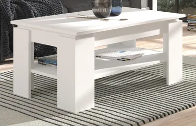 Produktbild von Couchtisch "Selen" in weiß Beistelltisch mit Ablage 100 x 60 cm