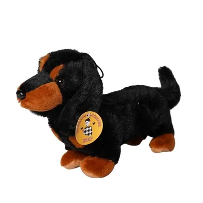 Produktbild von Plüschtier schwarz-brauner Dackel 19cm Langhaar Rasse Hund Wiener Dog