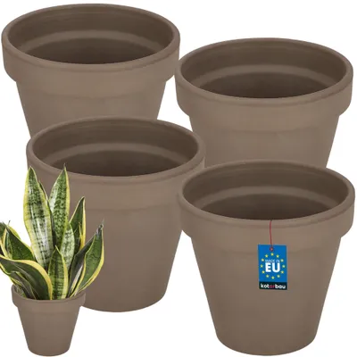 Immagine prodotto di KOTARBAU® Vaso per piante in terracotta color moka, con bordo, diametro 15 cm, set da 4