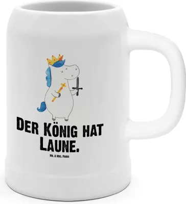 Produktbild von Mr. & Mrs. Panda Seidel Einhorn König mit Schwert - Weiß - Geschenk, Deko, Mittelalter, Krug, Steinkrug, Einhörner, Ritter, Tonkrug, Humpen, Bier, Unicorn