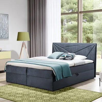 Produktbild von Boxspringbett Doppelbett TEO 3  - 160x200cm Bett mit Bonellmatratze, mit Bettkasten f r Bettw sche und Topper.  (Anthrazit)