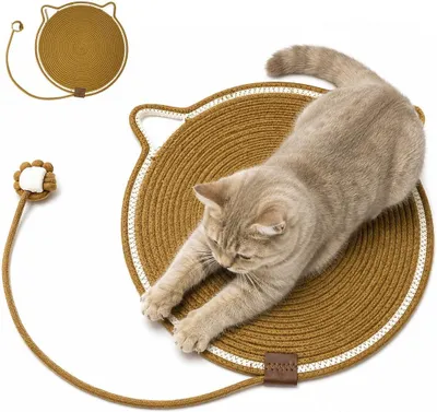 Imagen del producto de Alfombrilla y cojín para dormir, hechos de cuerda de algodón, 1 unidad, lavables, para gatos