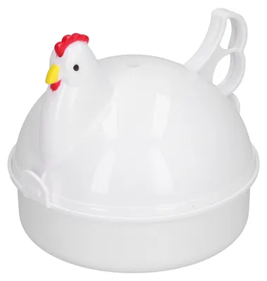 Image de Cuiseur à œufs, pour 4 œufs, forme de poulet, récipient résistant à la chaleur pour micro-ondes, idéal pour la cuisine à la maison