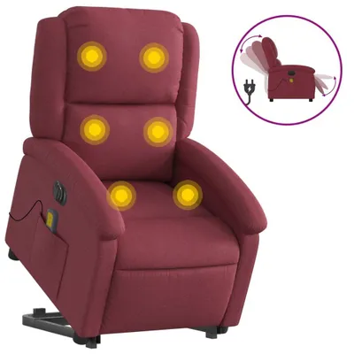 Image de Fauteuil inclinable de massage électrique Rouge bordeaux Tissu