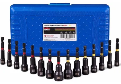 Productafbeelding van Magnetische set bits voor slagboormachine, 15-delig, metrische en SAE maten, met koffer