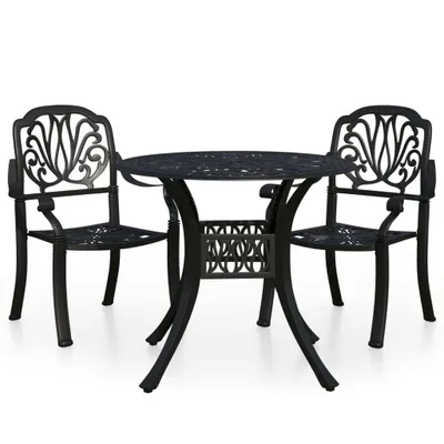 Produktbild von vidaXL 3-tlg. Bistro-Set Aluminiumguss Schwarz